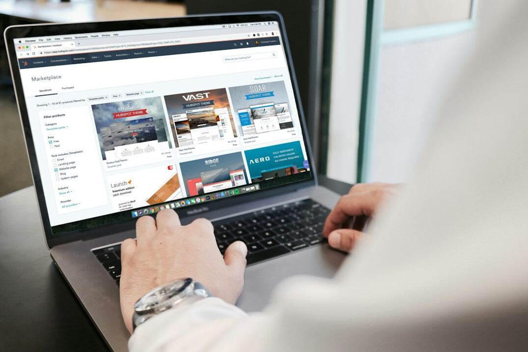 modern website interface on laptop
