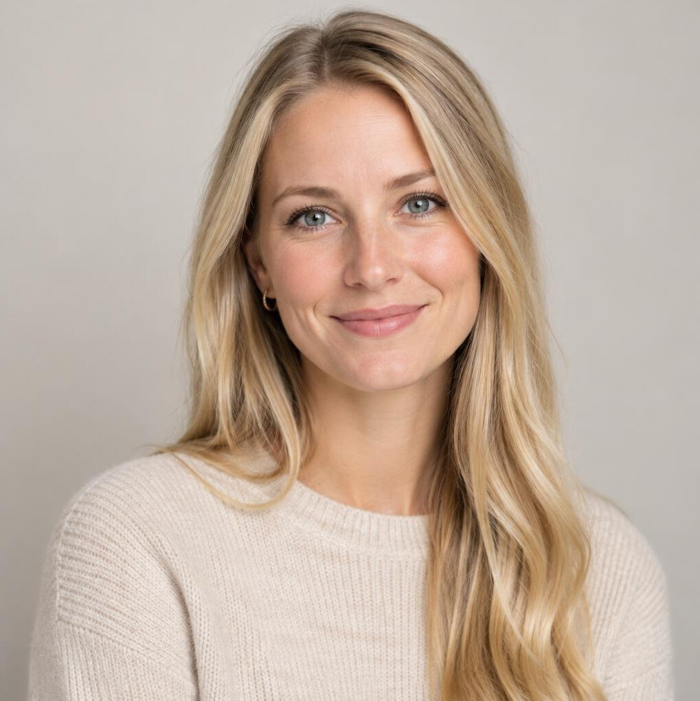 Portrait of a woman with long hair smiling